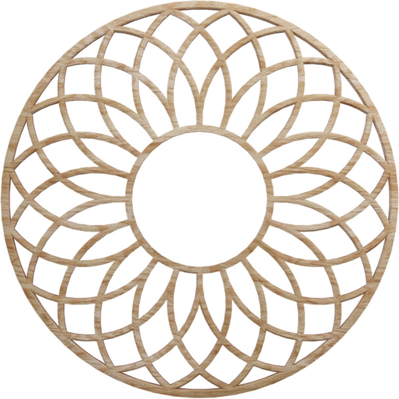 Médaillon de plafond perforé en bois de noyer de 20 po x P 6 7/8 po x T 1/4 po, noyer, Chêne rouge