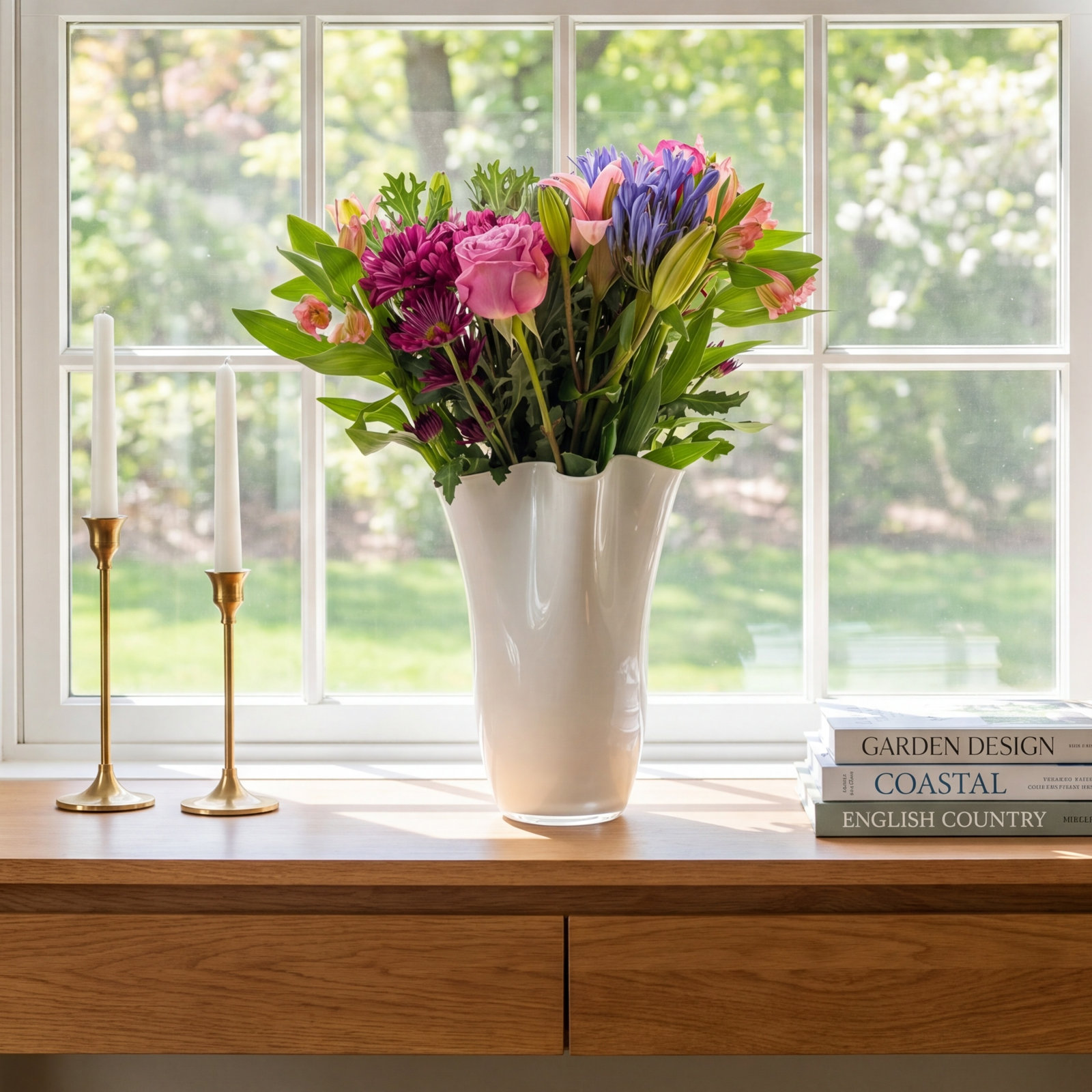 Ruffle Glass Table Vase, 7" H x 6.5" W x 6.5" D