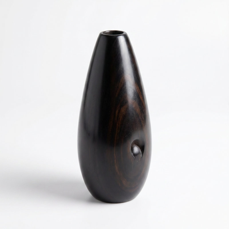 Ebony Wood Vase - Rarico Range, 6.3"