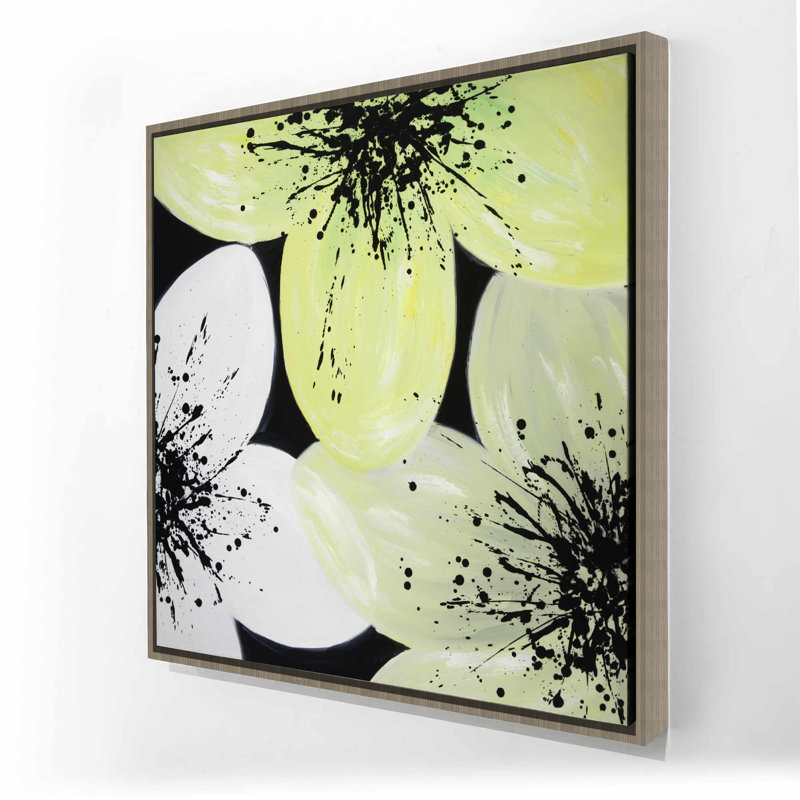 White & Yellow Petals - Romantic Framed Canvas