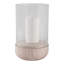 Porte-bougie ouragan moderne en verre rond avec base en marbre pour décoration de table-418466549