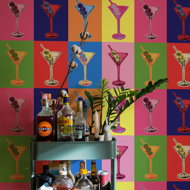 Martini Glasses Pop Art Wallpaper