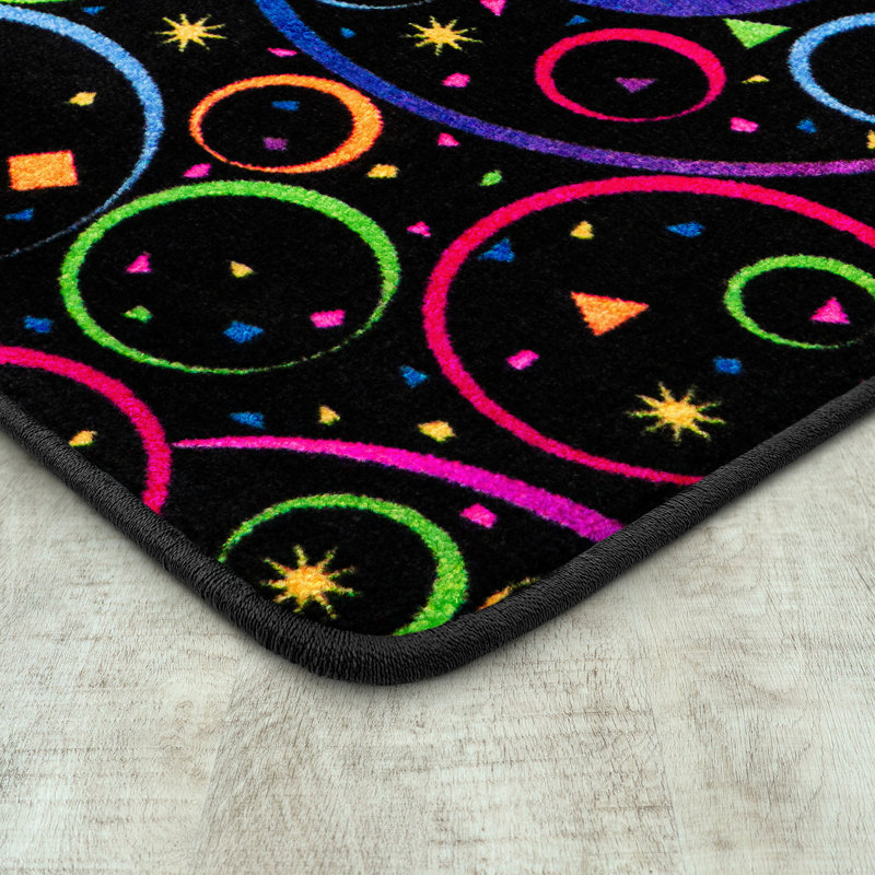 Neon Lights Fun and Games Area Rug, Rectangle 6' x 6'