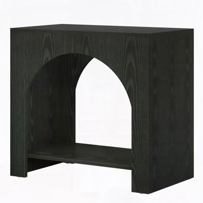 Cube-Shaped Side Table with Open Shelf