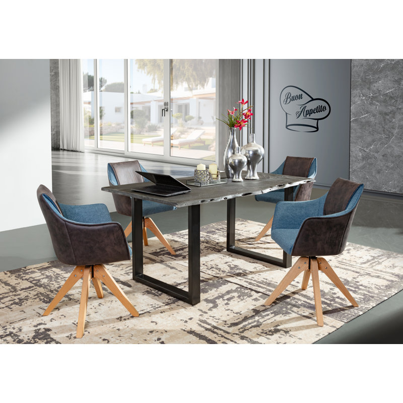 Tulare Upholstered Swivel Accent Chair, Blue