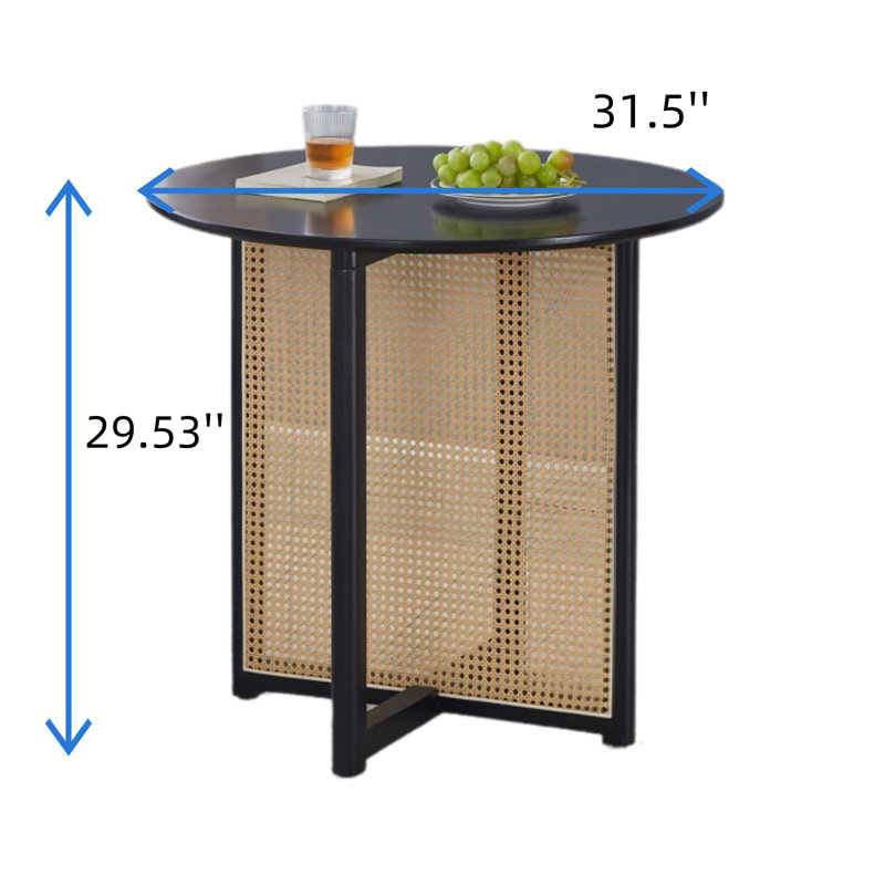 Black Solid Wood Round Table