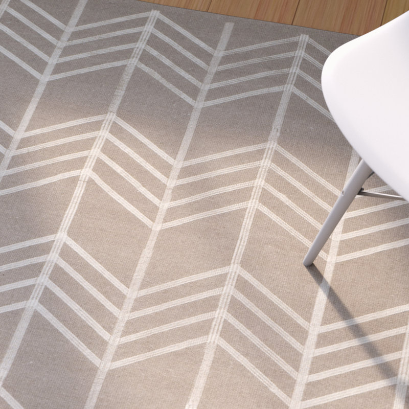 Thelonius Hand Woven Flat Weave With Embroidery Wool Chevron Rug, Rectangle 5' x 8'