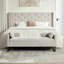Banquette de lit coffre moderne capitonnée de 162 cm avec dossier, coussins cylindriques en chenille, gris pâle-1801043833