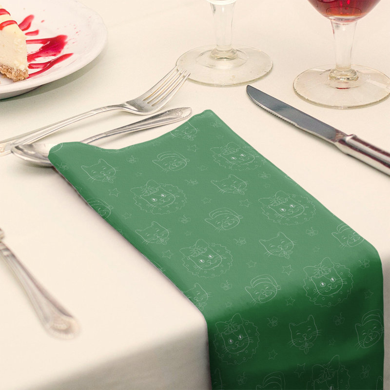 No Pattern Square Napkin, 10" x 10", Green/White, Polyester
