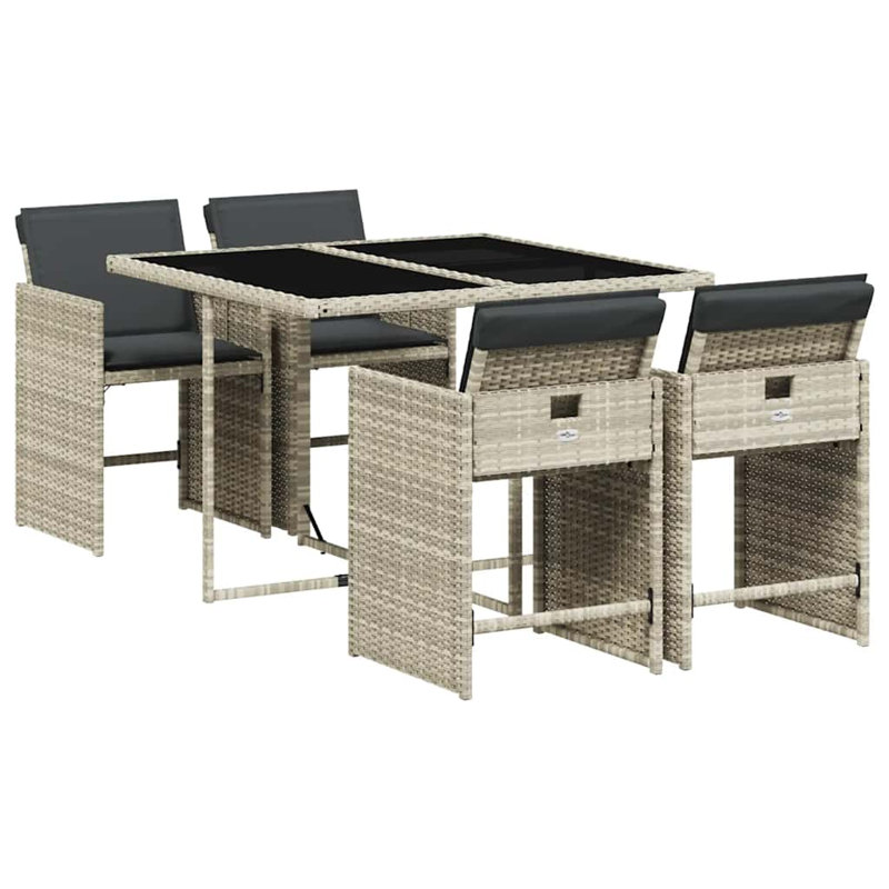 Patio Dining Set with, Light Grey, Grey