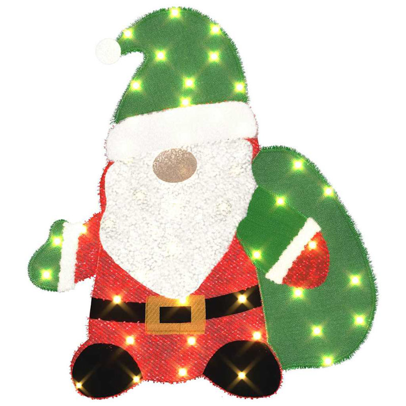  Lighted Santa Claus Warm White 62 X 70 Cm Tinsel Fabric