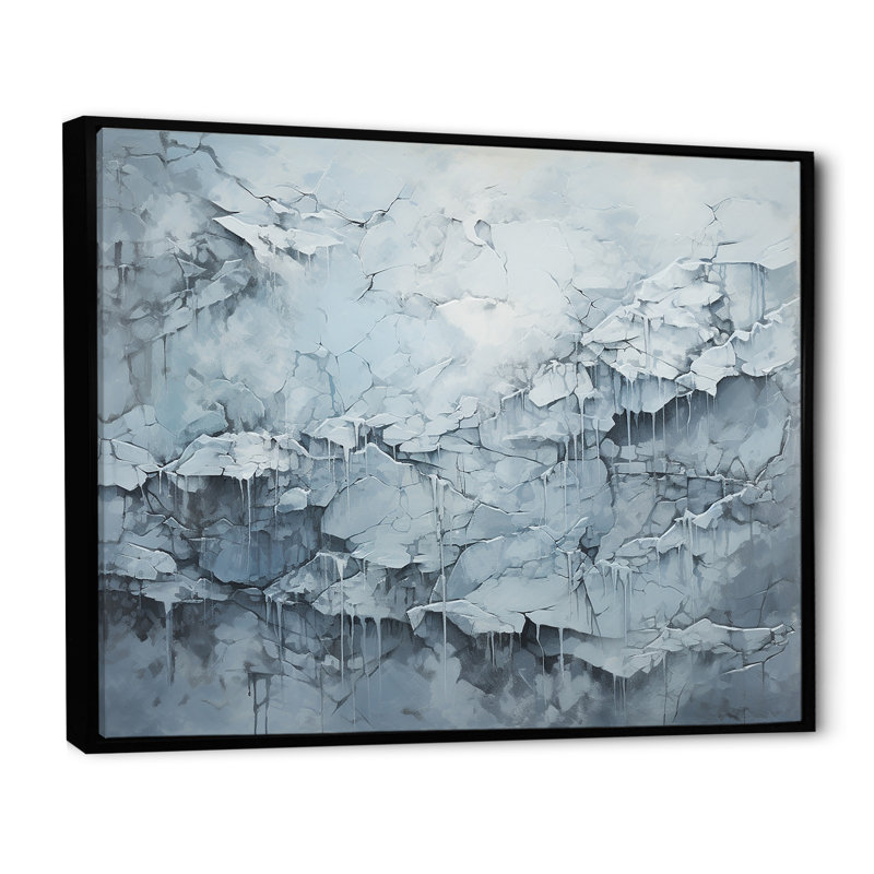Carte du monde glaciaire sur toile, Cadre flottant noir, H 16 po x l 32 po x P 1 po