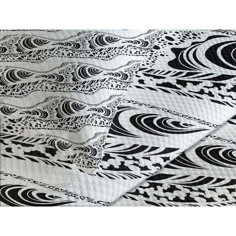 Ambesonne Abstract Bedspread Set  Animal Skin Patterns  Black White, King Coverlet / Bedspread + 2 Standard Shams