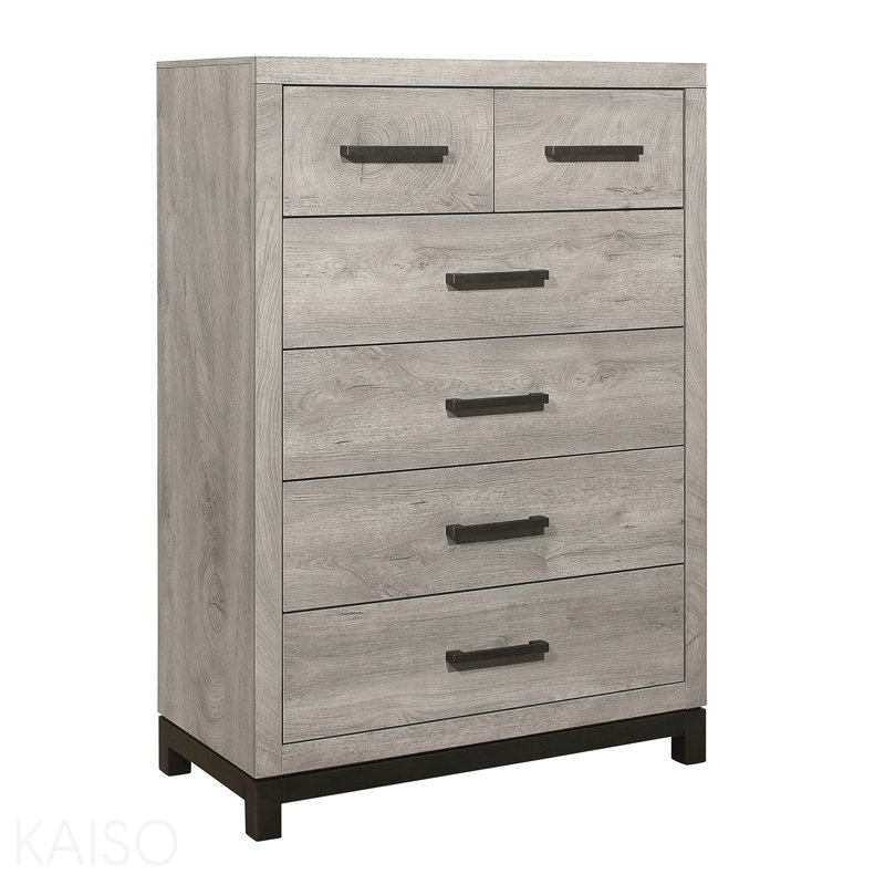 Two-Tone Gray Finish 1pc Bedroom Chest With 5 Storage Drawers Modern Contemporary Furniture