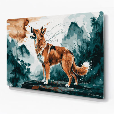 Chiens de Nouvelle-Guinée, chien chantant gris, art mural en métal