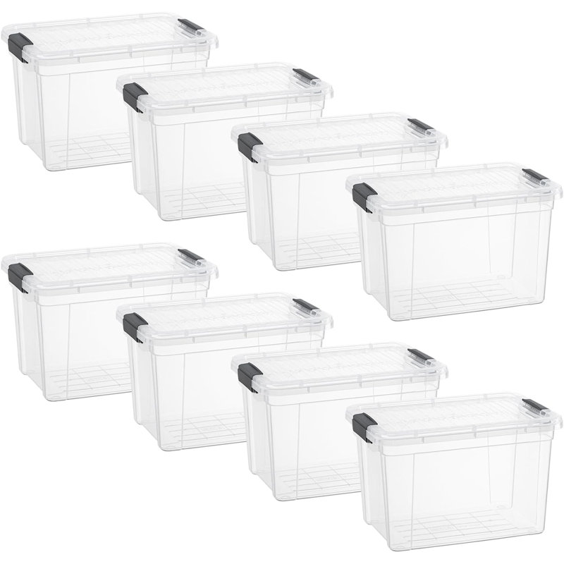 Ensemble de 8 bacs de rangement transparents Latitude Run® avec couvercles en plastique pour la maison, 8,7 pte