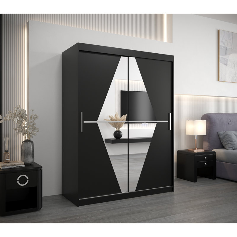 Shebeen 2 Door Manufactured Wood Wardrobe, Black Matt
