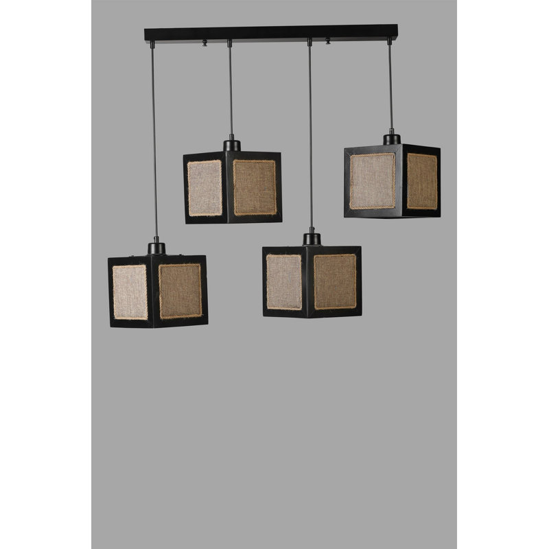Chandle Chandelier, Black/Rattan