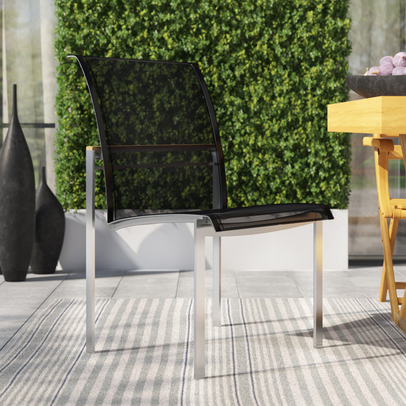 Tivoli Stacking Teak Patio Dining Chair, Black, No