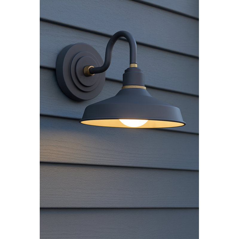 Hinkley Foundry Outdoor Gooseneck Barn Light Wall Lantern, Dark Matte Gray