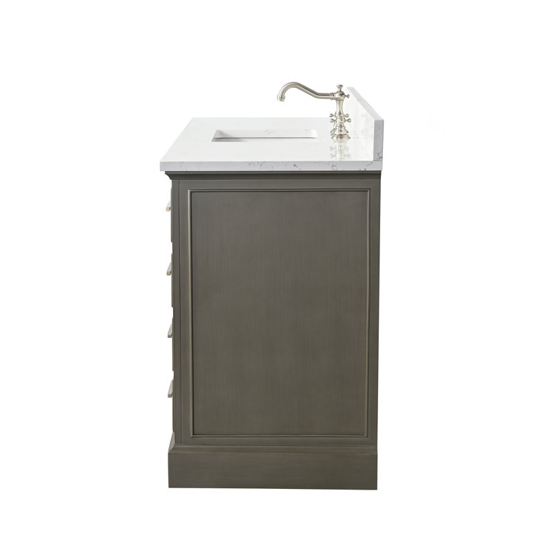 Thompson 60" W Single Bathroom Vanity, Silver Gray/Brushed Nickel