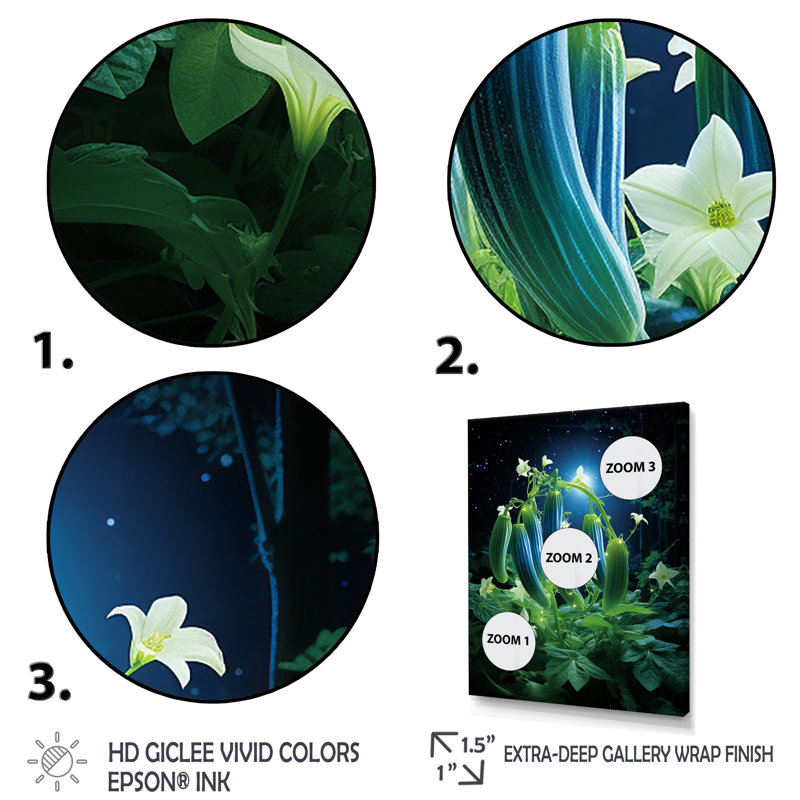 Fleur de concombre, art mural fleurs, Cadre photo noir, H 44 po x l 34 po x P 1,5 po