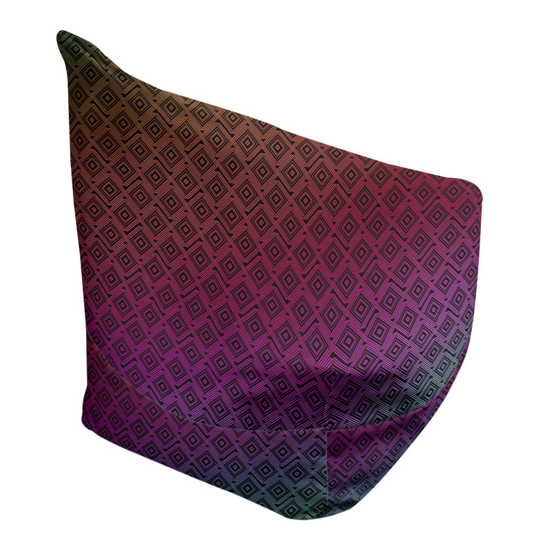 Labyrinthe carré Leffel, H 38 po x l 42 po x P 29 po, Housse de pouf, Bleu violet / rose
