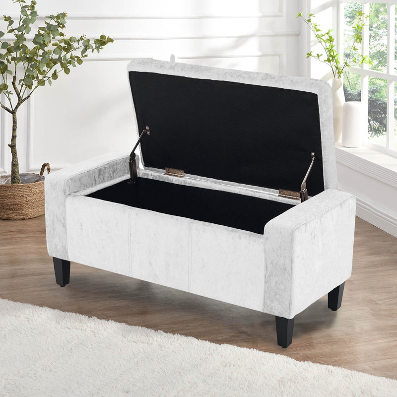 Polyester Upholstered Bench, White