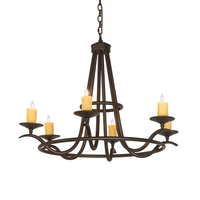 Lustre transitionnel six lumières Red Barrel Studio® 1EBA213966B146F38FF24E2D610AAFA9 de la collection Octavia au fini bronze acajou, 36,00 pouces