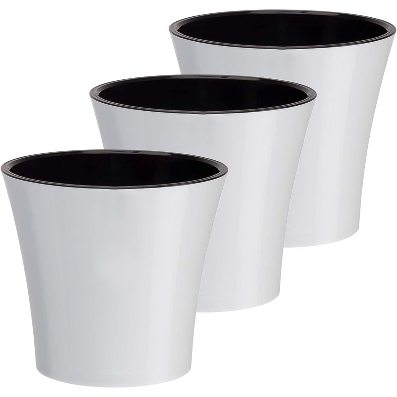 White and Black 5.5" Plastic Indoor/Outdoor Planter Set