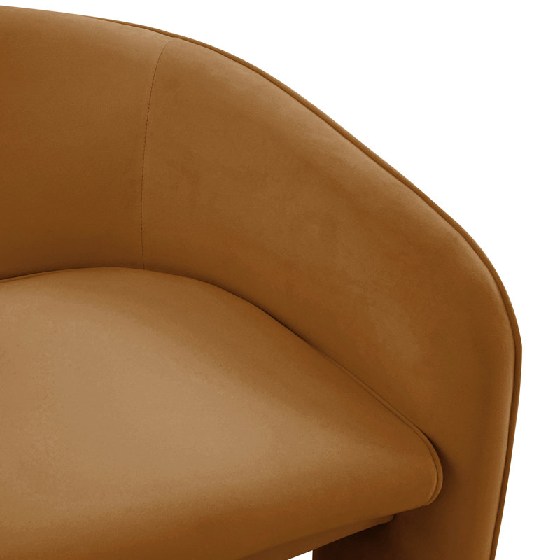 Upholstered Barrel Chair, Brown Velvet