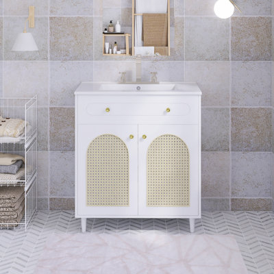 Ensemble de meuble-lavabo autoportant 30 po avec comptoir en céramique 30 po