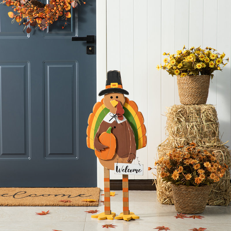 Décoration de véranda en bois 30,25 "H Thanksgiving