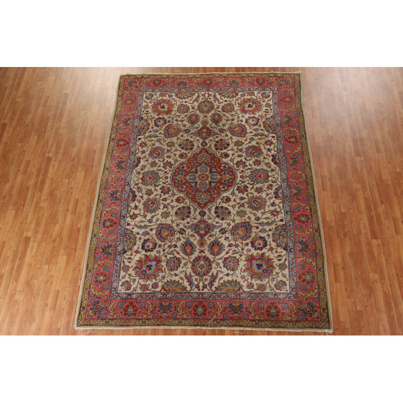 Surenity One-of-a-Kind 7'10'' X 10'6'' 1910s Wool Area Rug in Ivory