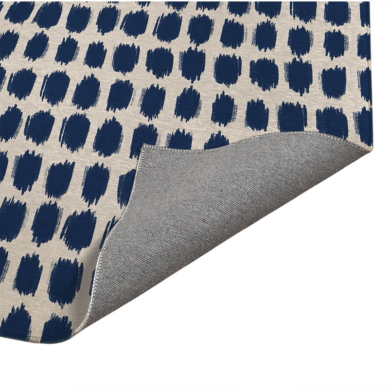 Spotted Ultra-thin Indoor Doormat, 48" W x 72" L, Navy