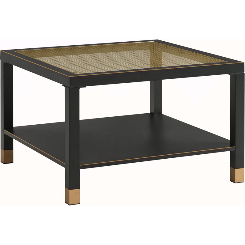 Table basse carrée industrielle, Noir / or, Noir