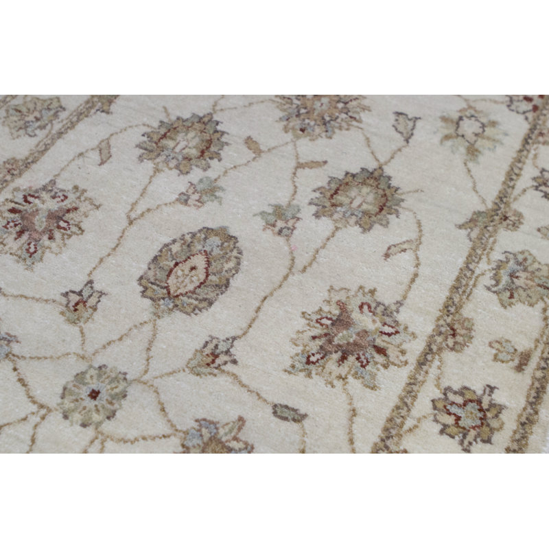 Hand-Knotted High-Quality Beige and Ivory Runner