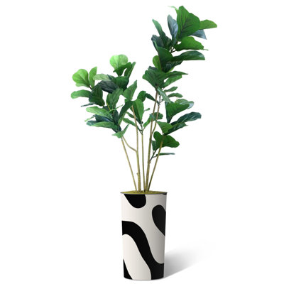 Artificial Tree in Modern Planter Fake Ficus Lyrata Silk Plants Indoor and Outdoor Faux Fake Tree