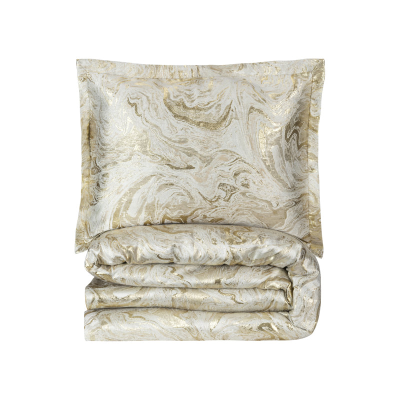 Percale Marble Duvet Cover, Housse de couette très grand + 2 taies décorativ