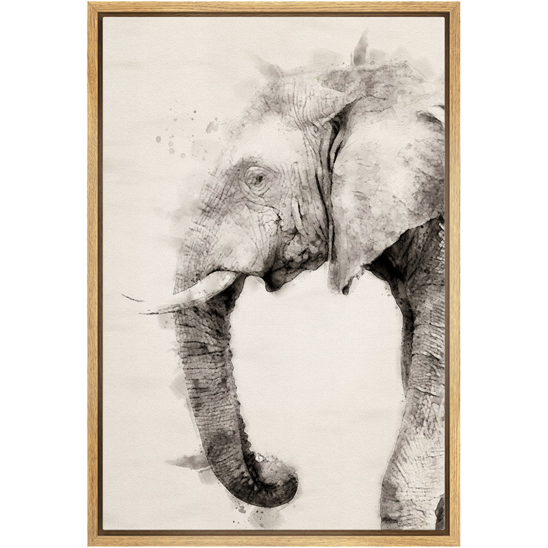 Portrait d'éléphant à l'aquarelle IDÉE4WALL, H 36 po x l 24 po x P 1,5 po, Brun