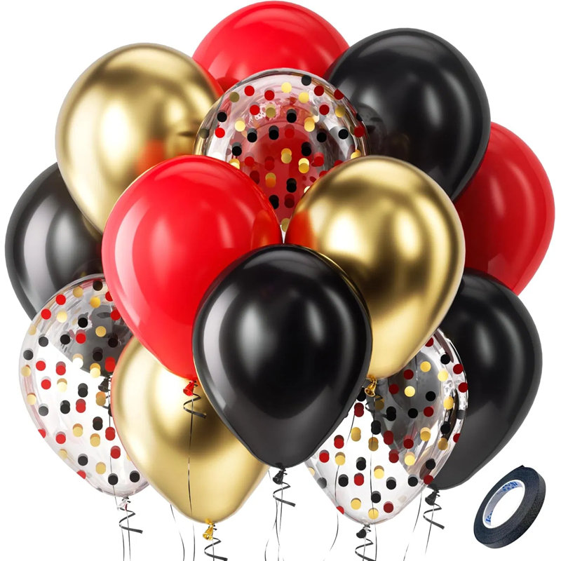Ensemble de 60 ballons de 60 pouces avec confettis de couleur mélangée et ruban bonus pour Noël, anniversaire, remise des diplômes, décorations de fête de la Saint-Valentin