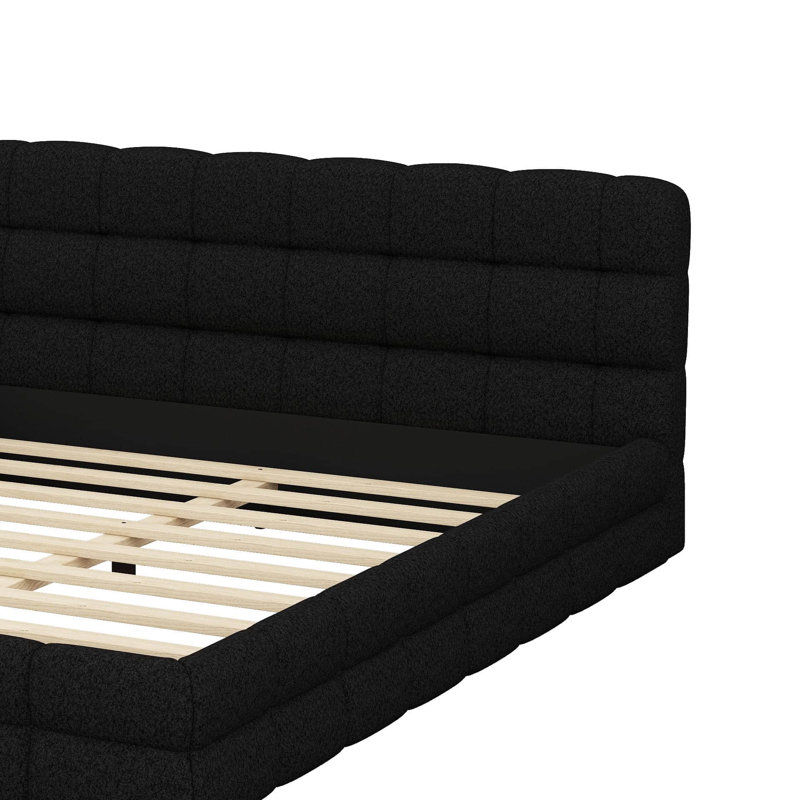 Grand lit plateforme tapissier, Noir