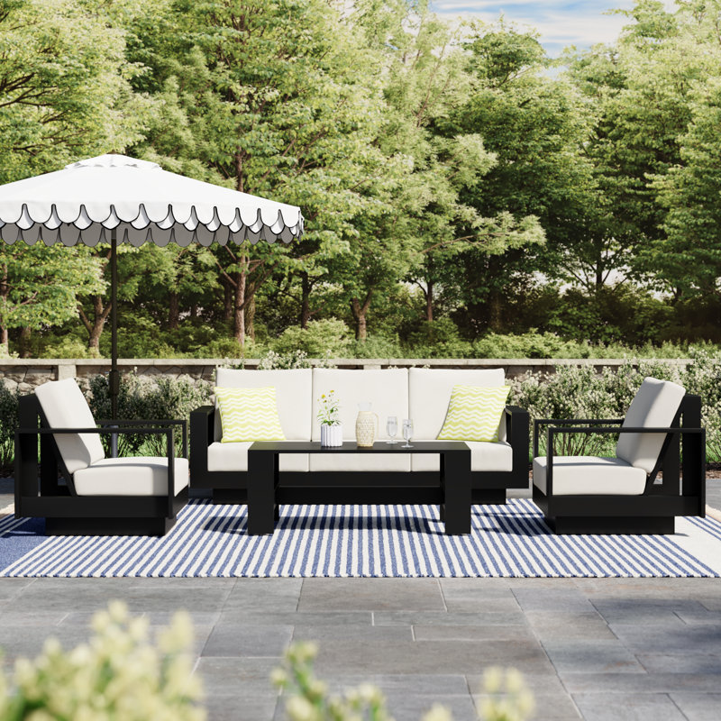 Sterling 4-Piece Outdoor Seating Group with Swivel Chairs and Sunbrella Cushions