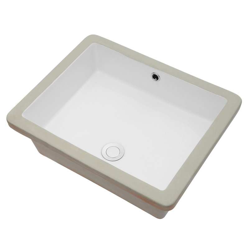 Hokku Designs Mapoles 20'' White Ceramic Rectangular Bathroom Sink with Overflow