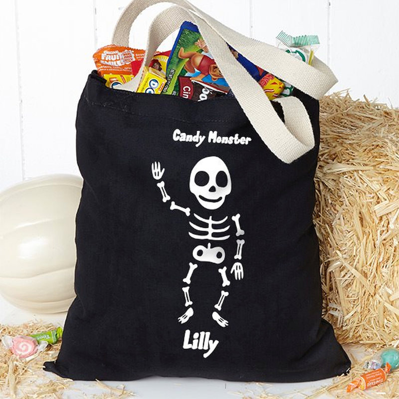 Sac à gâteries squelette Glow-in-The-Dark, Oui