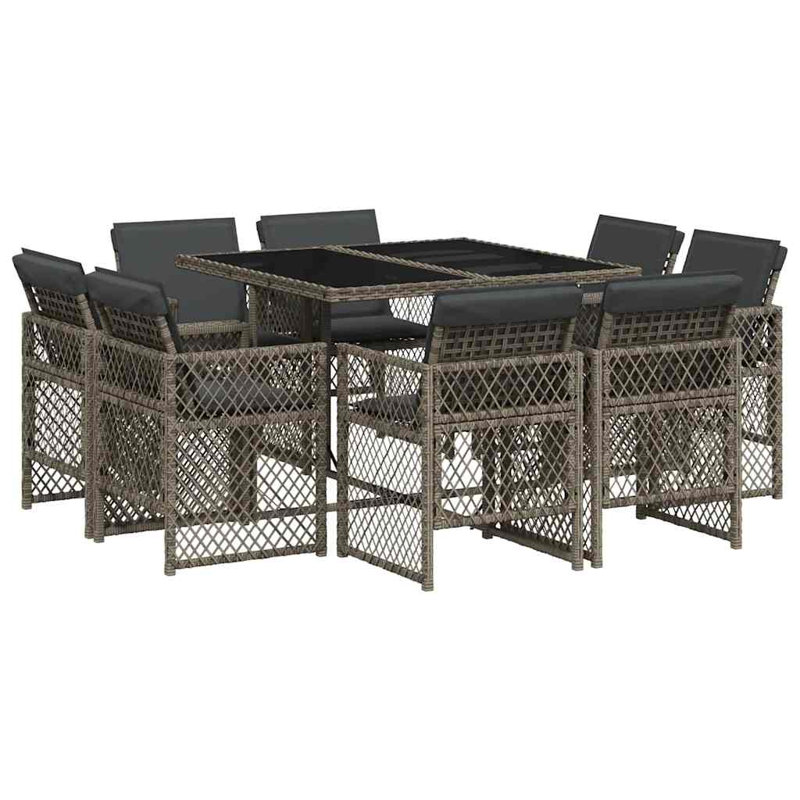 Patio Dining Set with, 73cm H x 110cm W x 106cm D, Grey, Grey