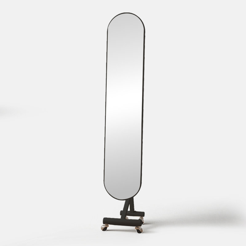 Modern Minimalist Iron Frame Arched Full-Length Mirror, Black