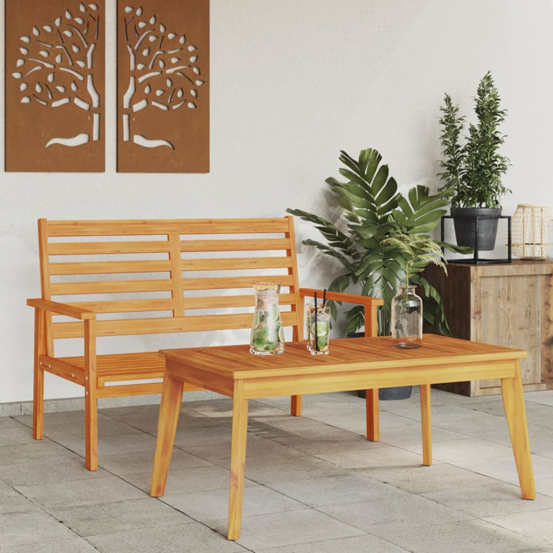 Annalicia 2 - Person Acacia Patio Dining Set with Rectangular Table