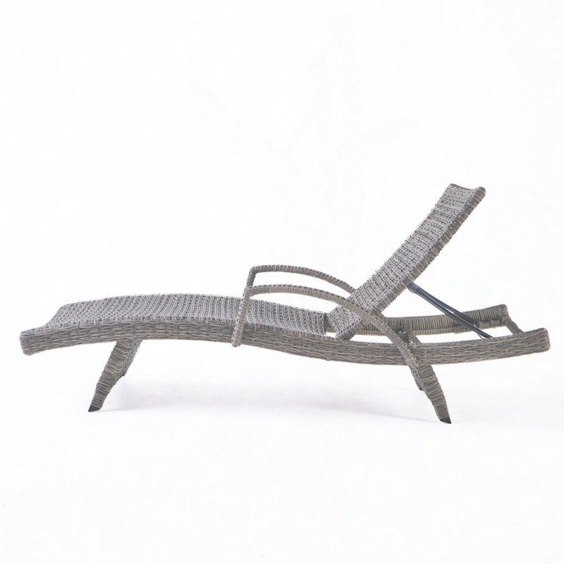 Grey PE Rattan Chaise Lounge Set With Rust-Proof Aluminum Frame – No-Cushion Comfort, 2-Piece Armed Outdoor Chairs For Year-Round Use