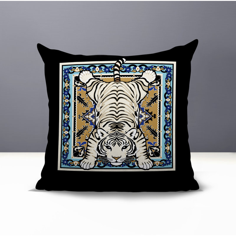 Oreiller carré réversible intérieur / extérieur Gibo Tiger, Bleu, Carré 15 po